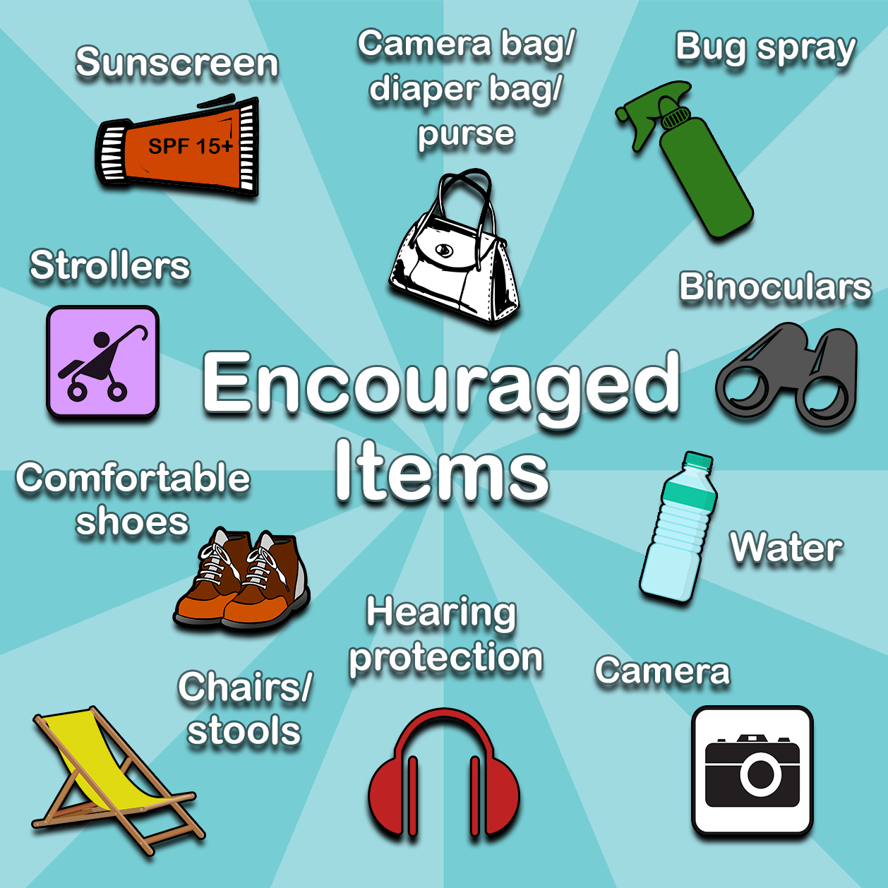 Encouraged items to bring